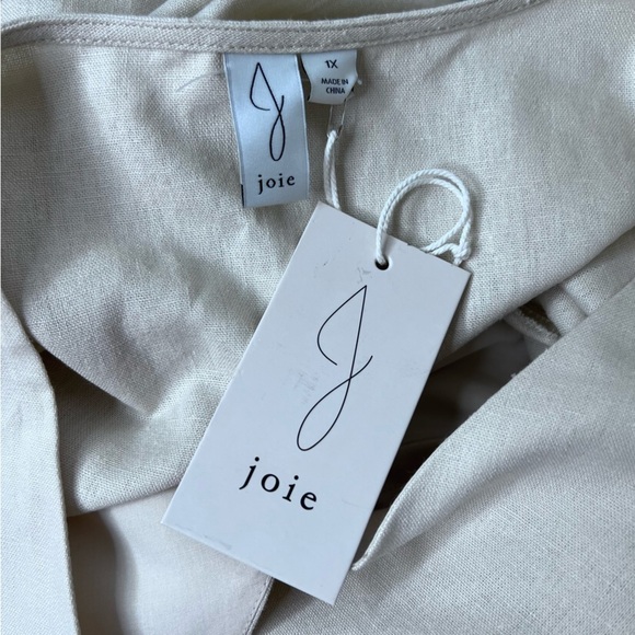 Joie Tan Linen Button Down Cropped Blouse Size 1x NWT - Picture 7 of 7
